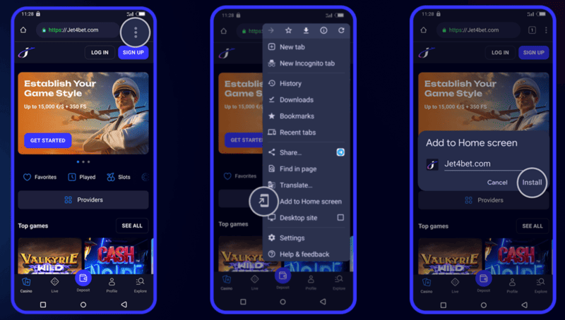 Jet4Bet mobile app for Android 