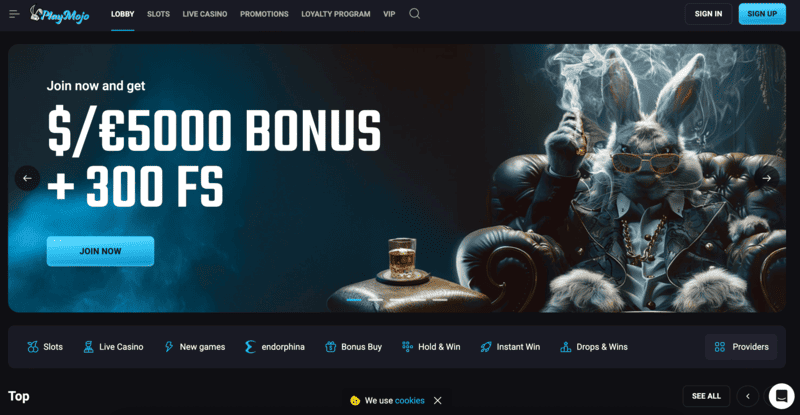 PlayMojo Casino – cashback system and slot lobby for Australian players